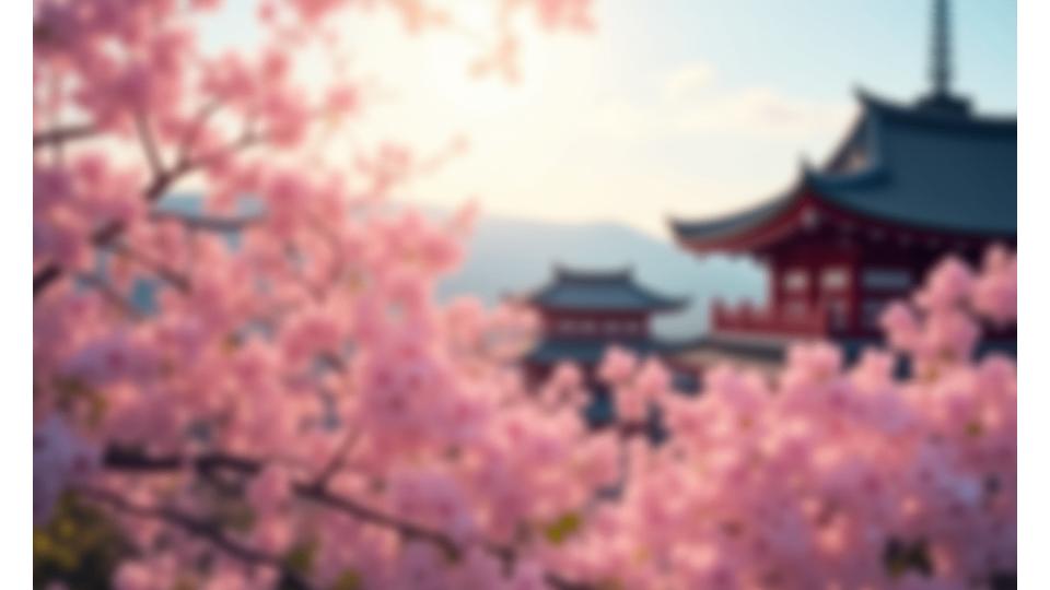 日本の美しい風景を背景にした映画フィルムと桜